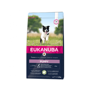 EUKANUBA Dog Puppy Small & Medium Breed Lamb & Rice hrana uscata caini juniori talie mica/medie, miel si orez 2.5 kg