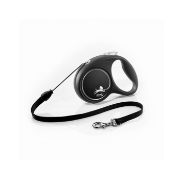 FLEXI Black Design lesa automata cu banda pentru caini, franghie negru, marimea M, 5 m