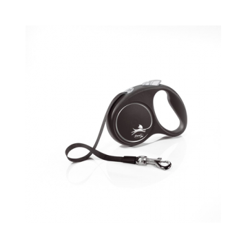 FLEXI Black Design lesa automata cu banda pentru caini, negru, marimea S, 5 m