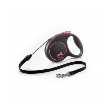 FLEXI Black Design lesa automata cu sir pentru caini, roz, marimea M, 5 m