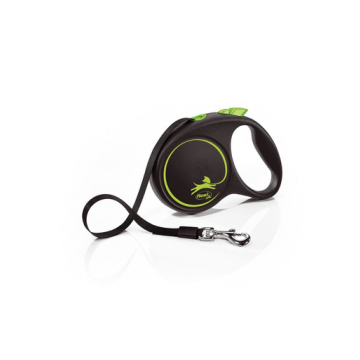 FLEXI Black Design lesa automata cu sir pentru caini, verde, marimea M, 5 m