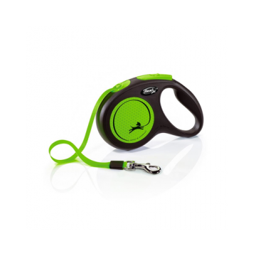 FLEXI New Neon lesa automata pentru caini, verde, marimea M, 5 m