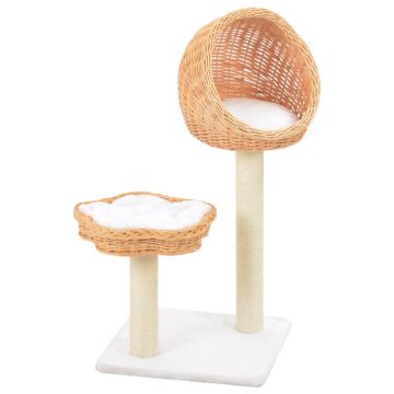 vidaXL Ansamblu pentru pisici cu stâlp funie sisal, natural, salcie