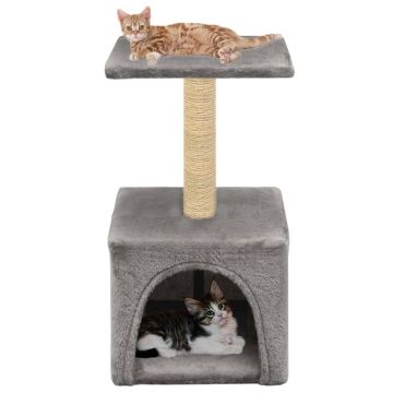 vidaXL Ansamblu pentru pisici, stâlp cu funie de sisal, gri, 55 cm