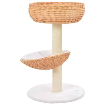 vidaXL Ansamblu pentru pisici stâlp funie sisal natural lemn salcie