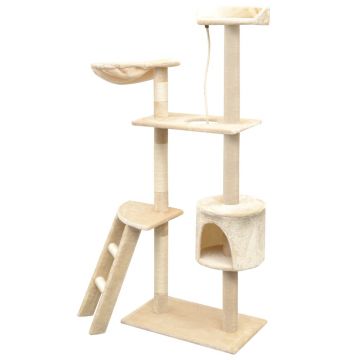 vidaXL Ansamblu pentru pisici, stâlpi cu funie de sisal, 150 cm, bej