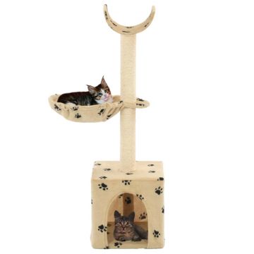 vidaXL Ansamblu pisici cu funie sisal, 105 cm, imprimeu lăbuțe, bej