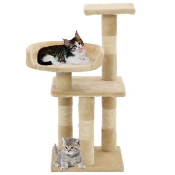 vidaXL Ansamblu pisici cu stâlpi din funie de sisal, bej, 65 cm