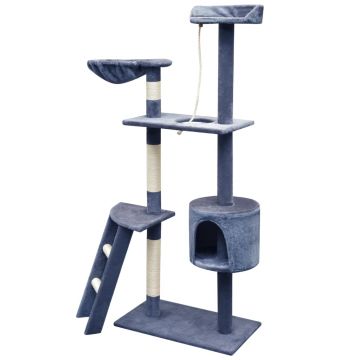 vidaXL Ansamblu pisici, stâlpi cu funie sisal, 150 cm, albastru închis