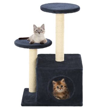 vidaXL Ansamblu pisici, stâlpi din funie sisal, 60 cm, bleumarin