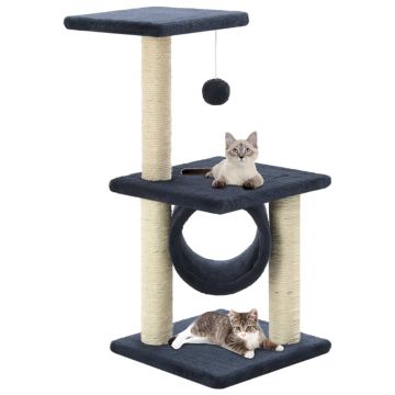 vidaXL Ansamblu pisici, stâlpi din funie sisal, bleumarin, 65 cm