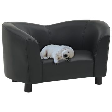 vidaXL Canapea pentru câini, negru, 67x41x39 cm, piele ecologică