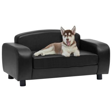 vidaXL Canapea pentru câini, negru, 80 x 50 x 40 cm, piele ecologică