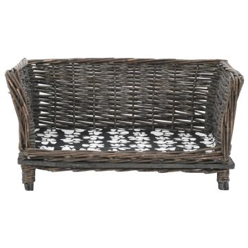 vidaXL Coș pentru câini cu pernă, gri, 50x33x30 cm, salcie naturală