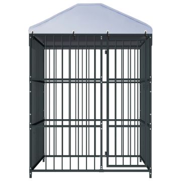 vidaXL Padoc pentru câini de exterior, cu acoperiș, 150 x 150 x 210 cm