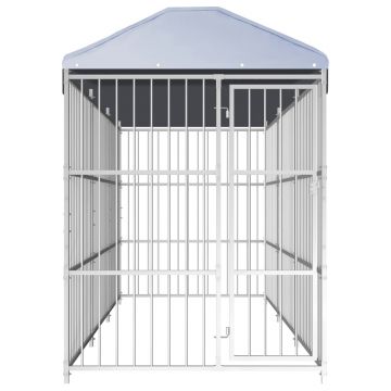 vidaXL Padoc pentru câini de exterior, cu acoperiș, 450x150x200 cm