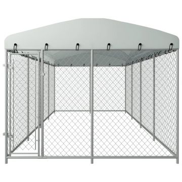 vidaXL Padoc pentru câini de exterior, cu acoperiș, 8 x 4 x 2,3 m