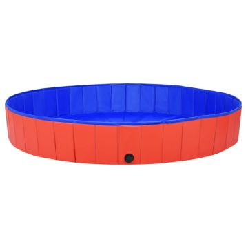 vidaXL Piscină pentru câini pliabilă, roșu, 200 x 30 cm, PVC