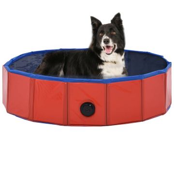 vidaXL Piscină pentru câini pliabilă, roșu, 80 x 20 cm, PVC