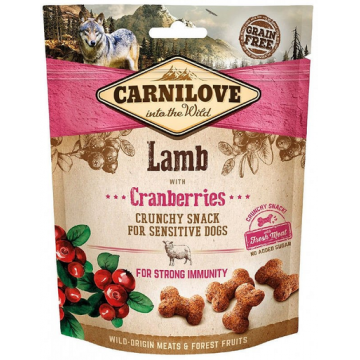 CARNILOVE Crunchy Snacks recompense crocante pentru caini, cu miel si afine 200 g