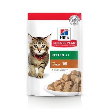 Hill's Feline Kitten Plic cu Curcan 85 g 4 Plus 1 Gratis
