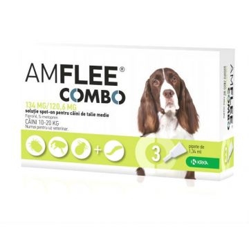 Pipeta antiparazitara pentru caini Amflee Combo M (10-20 kg), 1 pipeta