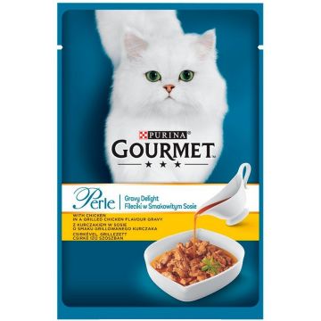 Purina Gourmet Perle cu Pui 85 Gr 5 Plus 2 Gratis