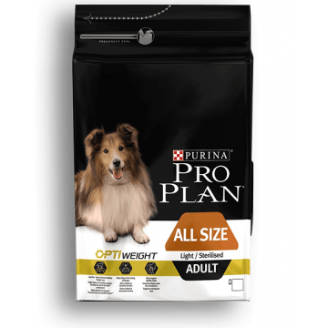 Purina Pro Plan Adult Light/Sterilised Optiweight, pui, hrana uscata pentru caini adulti sterilizati, 3 kg