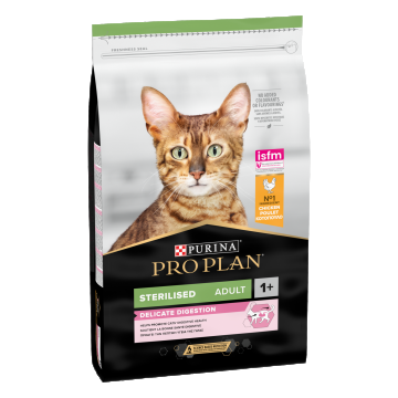 Purina Pro Plan Sterilised Delicate Digestion, pui, hrana uscata pentru pisici adulte sterilizate, 1.5 kg