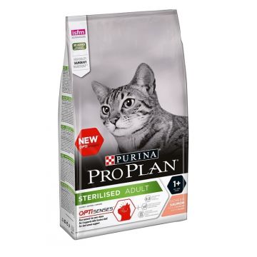 Purina Pro Plan Sterilised OptiSenses, somon, hrana uscata pentru pisici adulte sterilizate, 1.5 kg