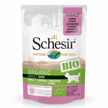 Schesir Dog Bio Porc, conserva 85 g ieftina