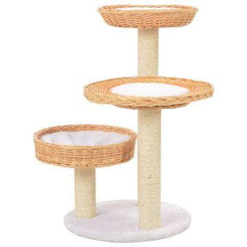 vidaXL Ansamblu pentru pisici cu stâlp funie sisal, lemn de salcie