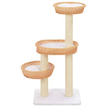 vidaXL Ansamblu pentru pisici cu stâlp funie sisal, natural, salcie
