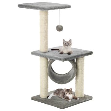 vidaXL Ansamblu pentru pisici cu stâlpi din funie de sisal, gri, 65 cm