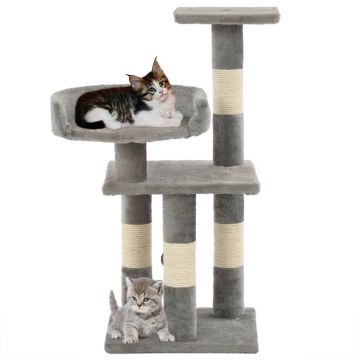 vidaXL Ansamblu pentru pisici, stâlpi din funie de sisal, 65 cm, gri