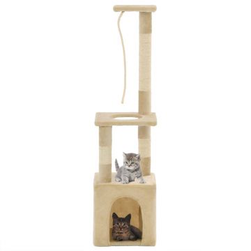 vidaXL Ansamblu pisici cu stâlpi din funie de sisal, 109 cm, bej