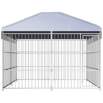 vidaXL Padoc de exterior cu acoperiș pentru câini, 300x300x200 cm