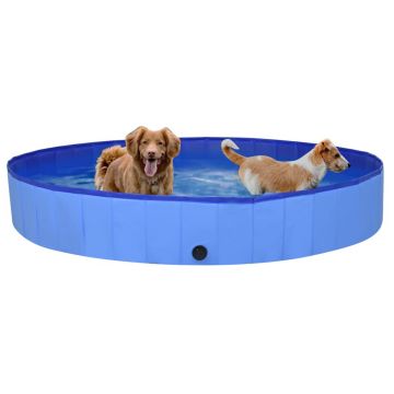 vidaXL Piscină pentru câini pliabilă, albastru, 200 x 30 cm, PVC