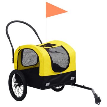 vidaXL Remorcă bicicletă & cărucior 2-în-1 animale, galben și negru