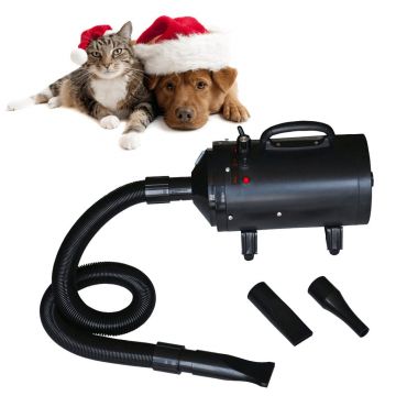 vidaXL Uscător de păr pentru câini cu 3 duze, negru, 2400 W