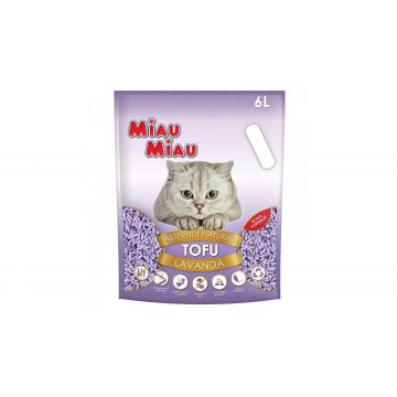 Asternut Natural Din Tofu Pentru Pisici Miau Miau cu lavanda 6 L