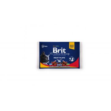 Brit Premium Cat Multipack Felii de Carne 4 Plicuri x 100 Gr