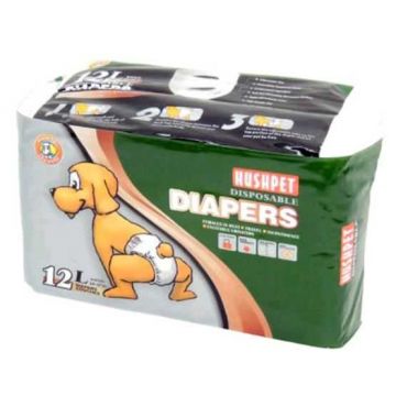 Scutece pentru caini de talie mare HushPet L, 12 bucati