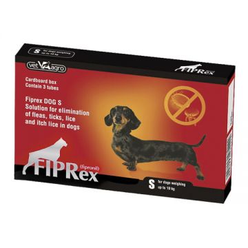 FIPRex 75 S, solutie antiparazitara externa caini talie mica (2-10 kg), 1 pipeta