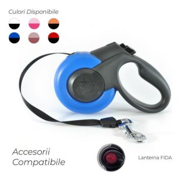 Lesa textila, albastra, lungime 5 m, pentru caini cu greutate de 25 kg