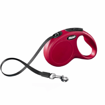 Lesa retractabila pentru caini de talie mica cu greutate de pana la 12 kg, rosie, lungime 3 m