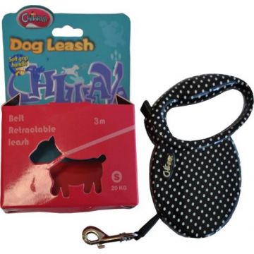 Lesa retractabila, neagra cu buline, mecanism unic anti-innodare, 3 m