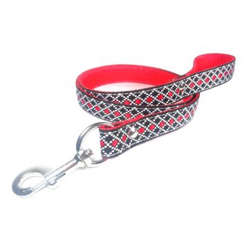 Lesa traditionala, neagra cu rosu, pentru caini de talie mica si medie, 25 mm x 130 cm