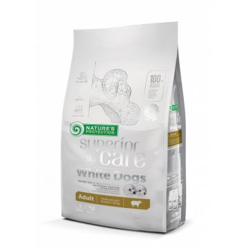 Nature's Protection Superior Care White Dogs, miel, hrana uscata pentru caini adulti de talie mica cu blana alba, 1.5 kg