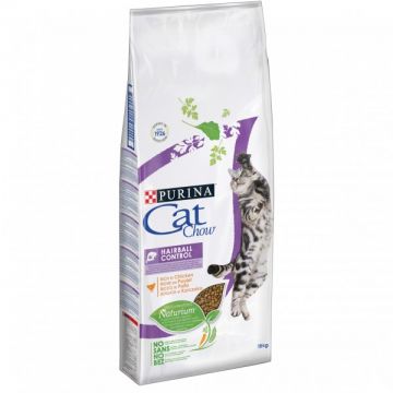 Purina Cat Chow Hairball Control, carne de vita, peste si pasare, hrana uscata pentru pisici adulte, 1.5 kg